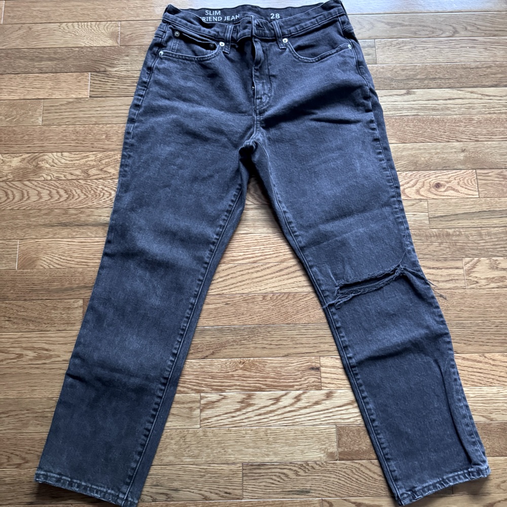 J. Crew Slim Broken-In Boyfriend Jeans Black Wash Size 28